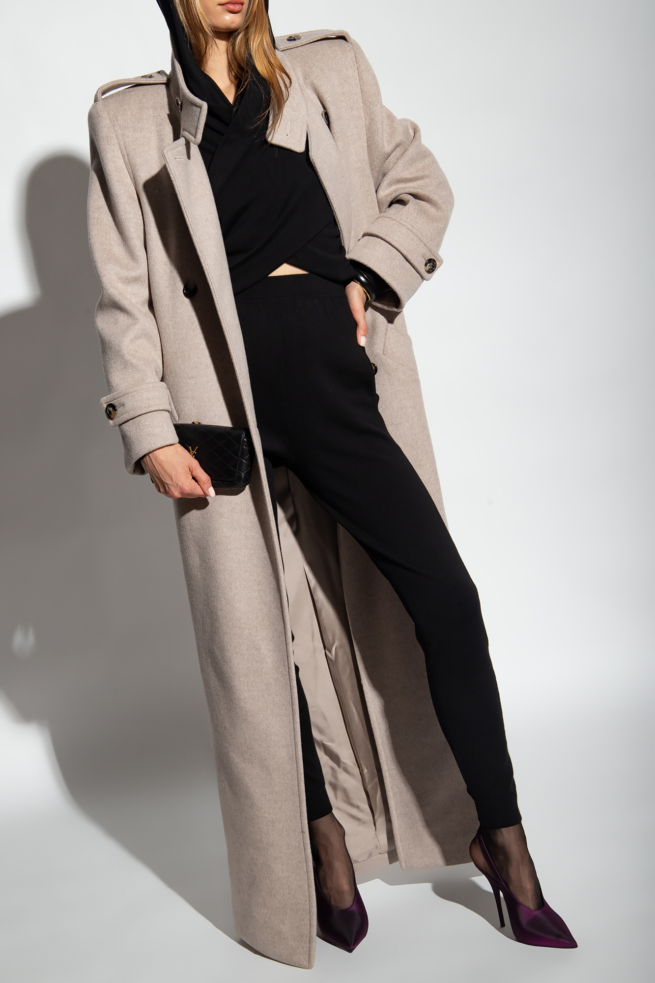 Beige Long wool coat Saint Laurent - Saint Laurent Opyum